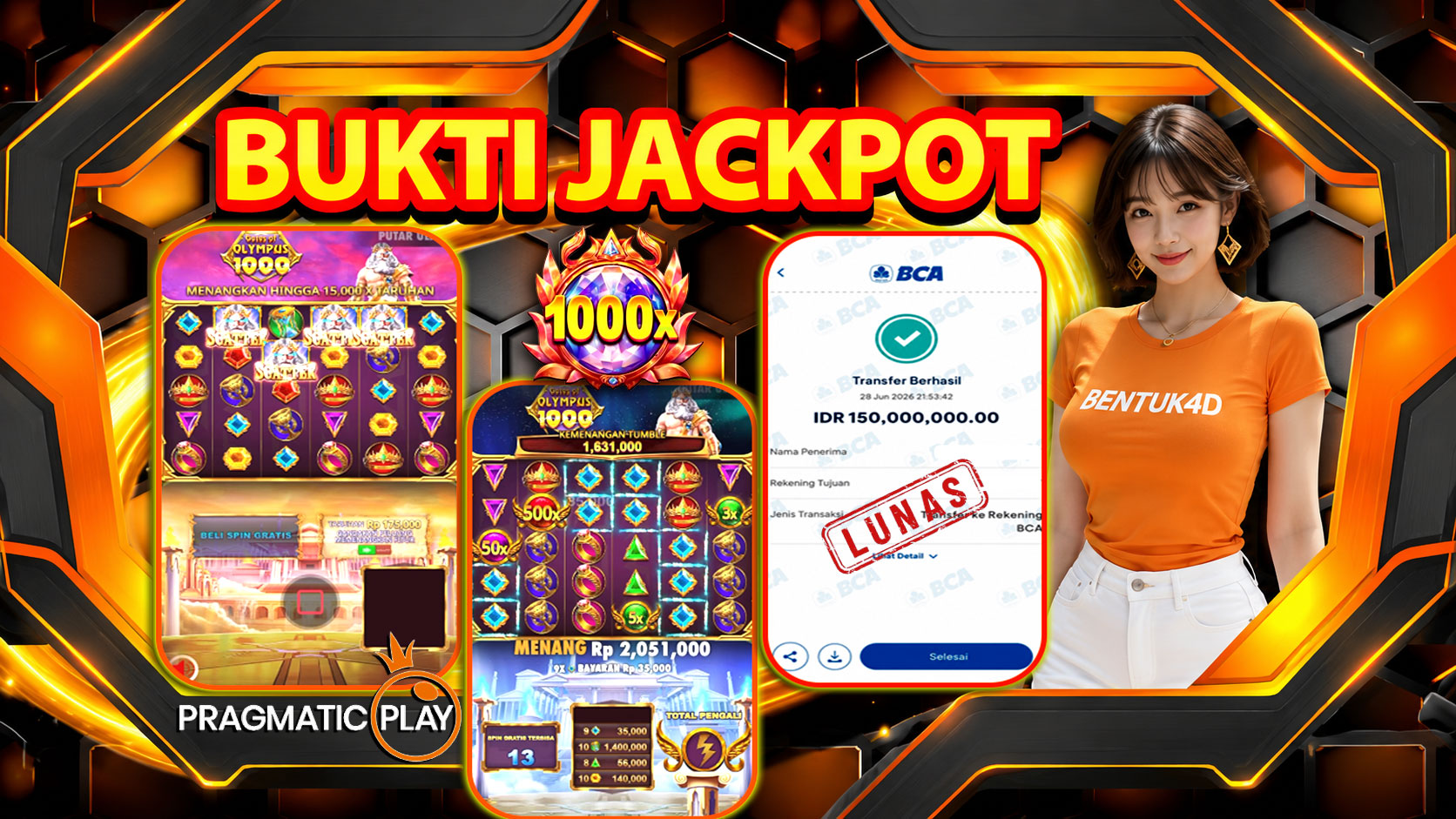 Bukti Jackpot BENTUK4D Dibayar Lunas Cash