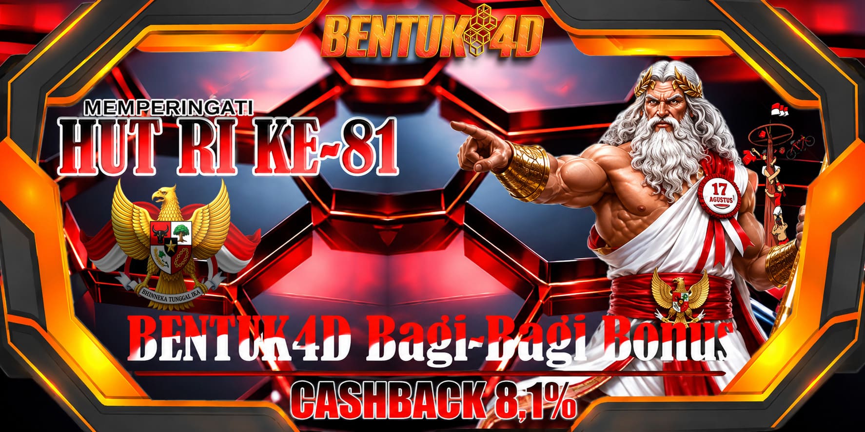 Memperingati HUT RI KE-81 Spesial Event CASHBACK 8,1% BENTUK4D